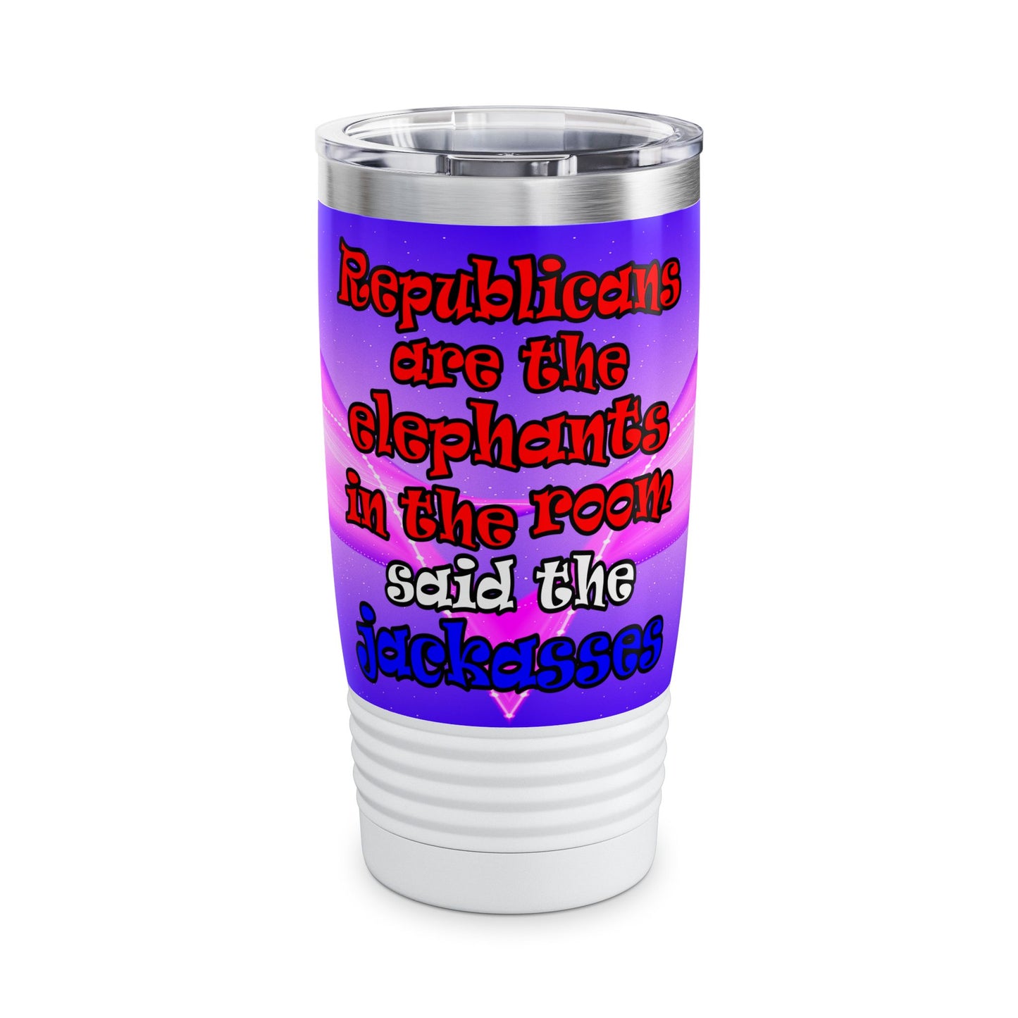 donkeys and elephants - Ringneck Tumbler, 20oz (purple-pink wave)