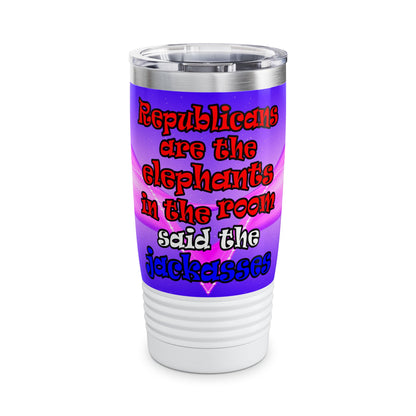 donkeys and elephants - Ringneck Tumbler, 20oz (purple-pink wave)