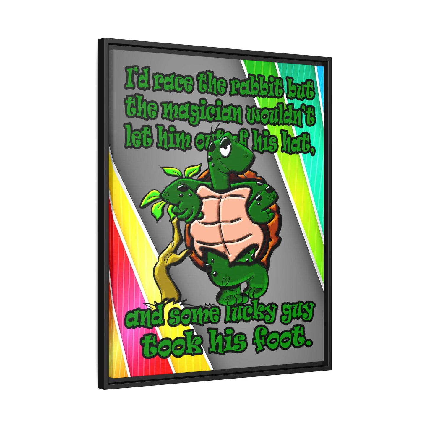 turtle race - framed canvas art (rainbow split)