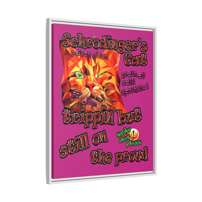 schrodinger's cat - framed canvas art (pink)