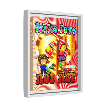 love peace - framed canvas art (yellow-orange wave)
