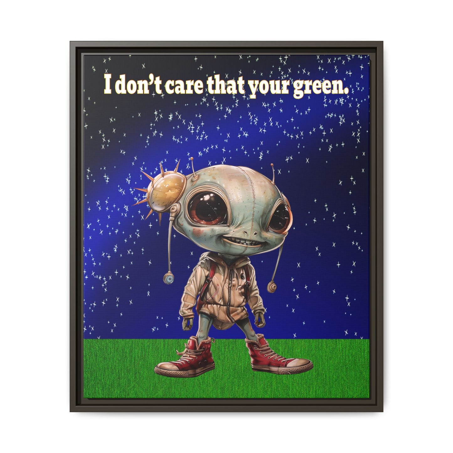 I don't care that your green - framed canvas art ('snoops' background)