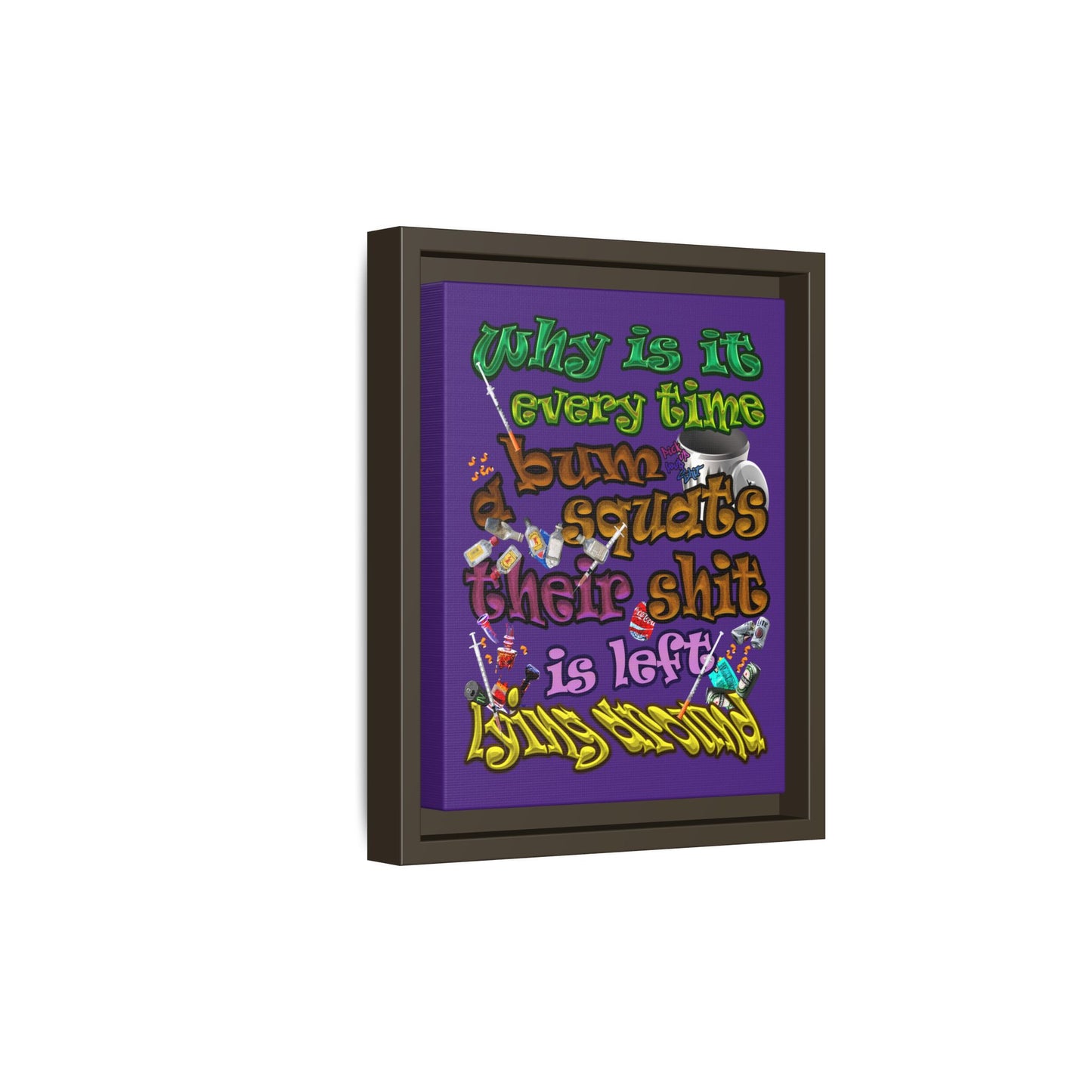 the bum's shit - framed canvas art (purple)