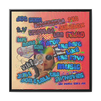 drop the beat - framed canvas art (yellow-orange wave)