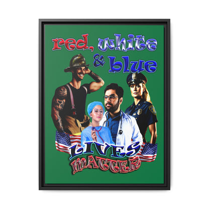 rw&b lives matter - framed canvas art (dark green)