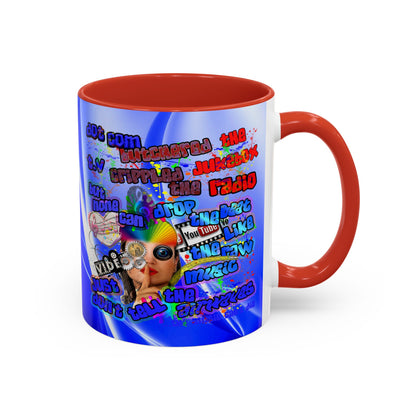 drop the beat - Accent Mug (blue-white wave)