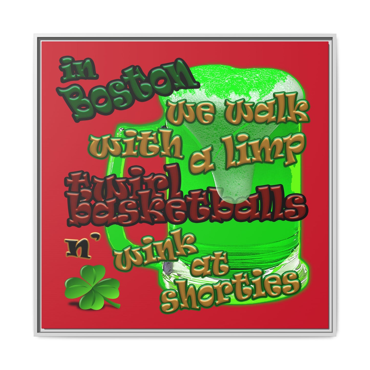 celtics logo - framed canvas art (dark red)