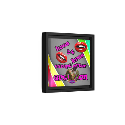 hoes b4 bros - framed canvas art (rainbow split)