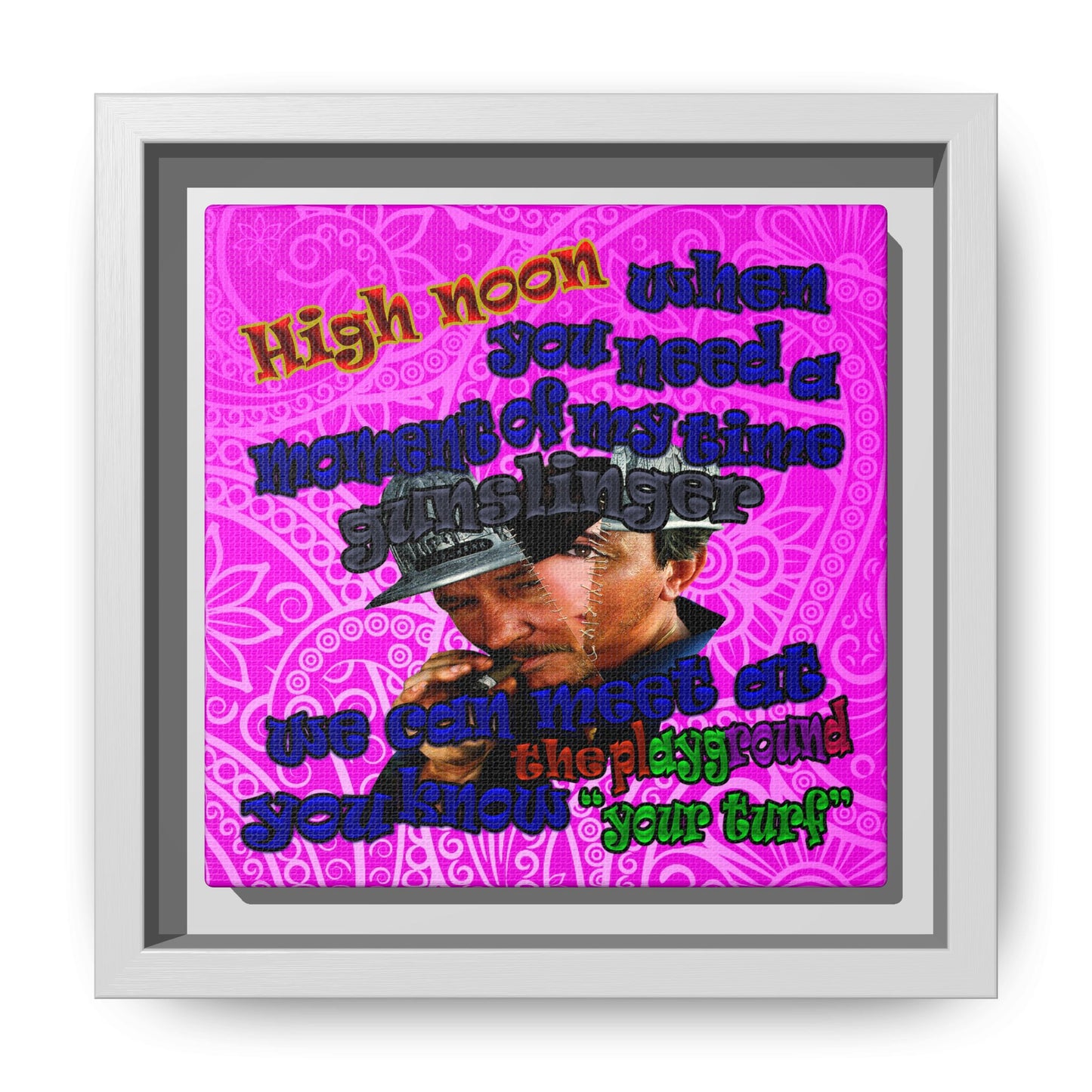 high noon - framed canvas art (pink swirl)