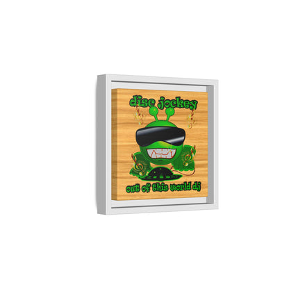 disc jockey - framed canvas art (butterscotch wood finish)