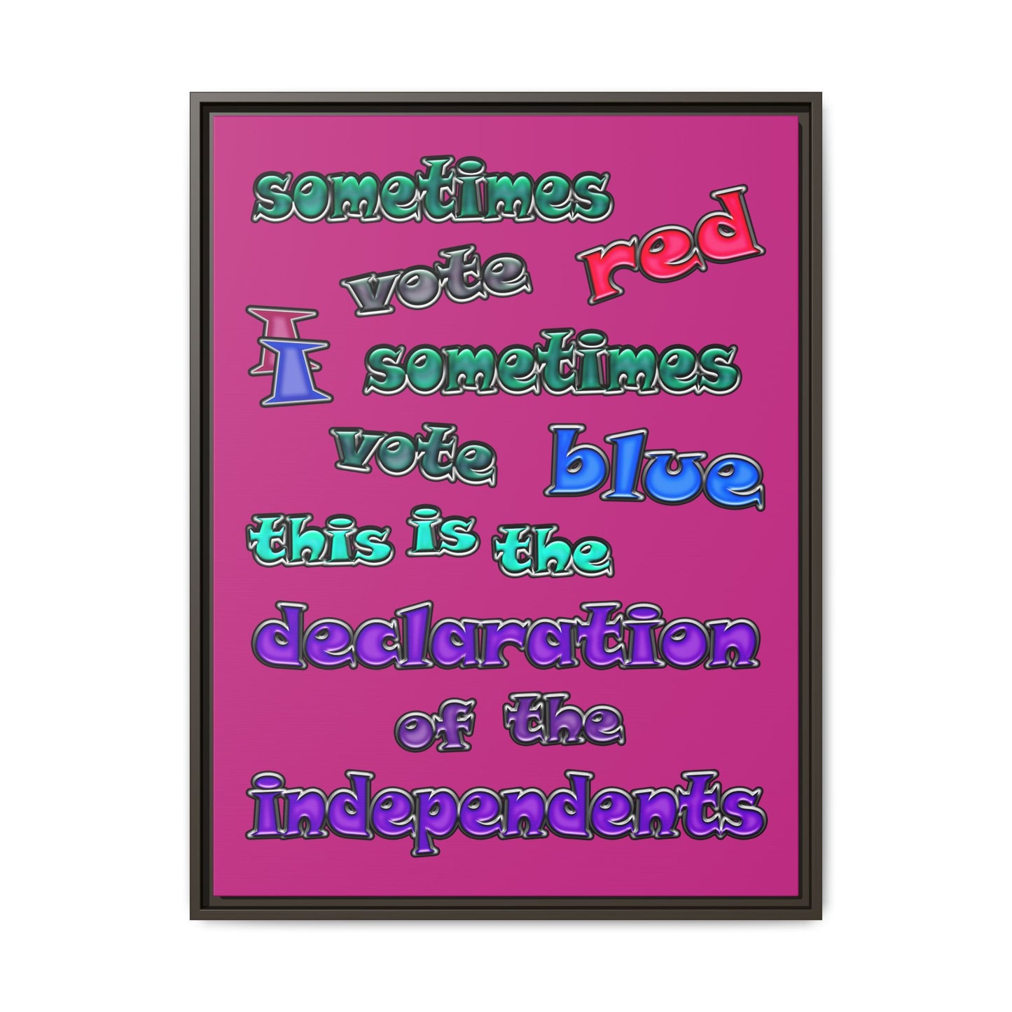 declaration of the independents - framed canvas art (pink)