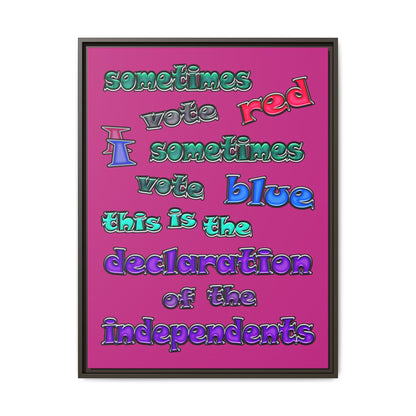 declaration of the independents - framed canvas art (pink)