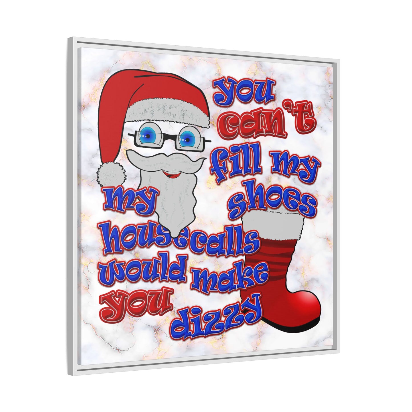 santa's shoes - framed canvas art (white marble)