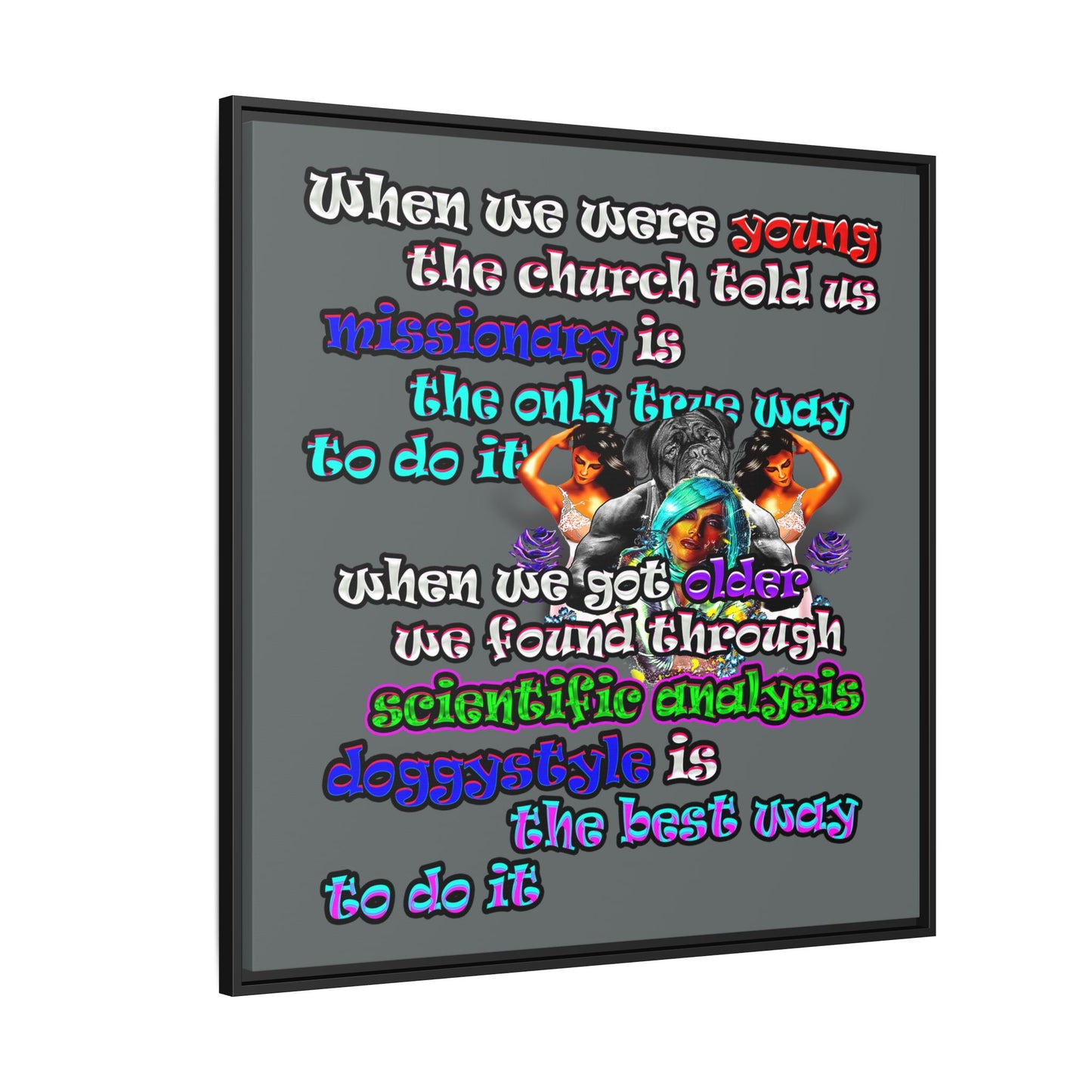 doggystyle - framed canvas art (dark grey)