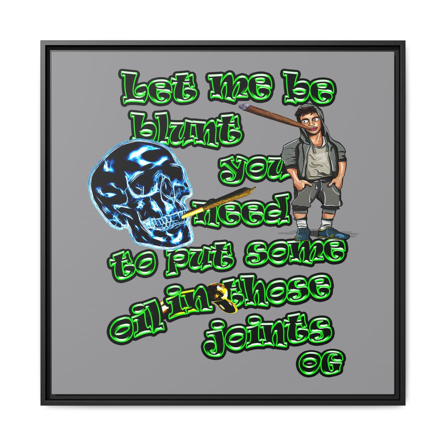 og - framed canvas art (grey)