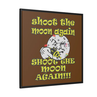 shoot the moon again - framed canvas art (brown)