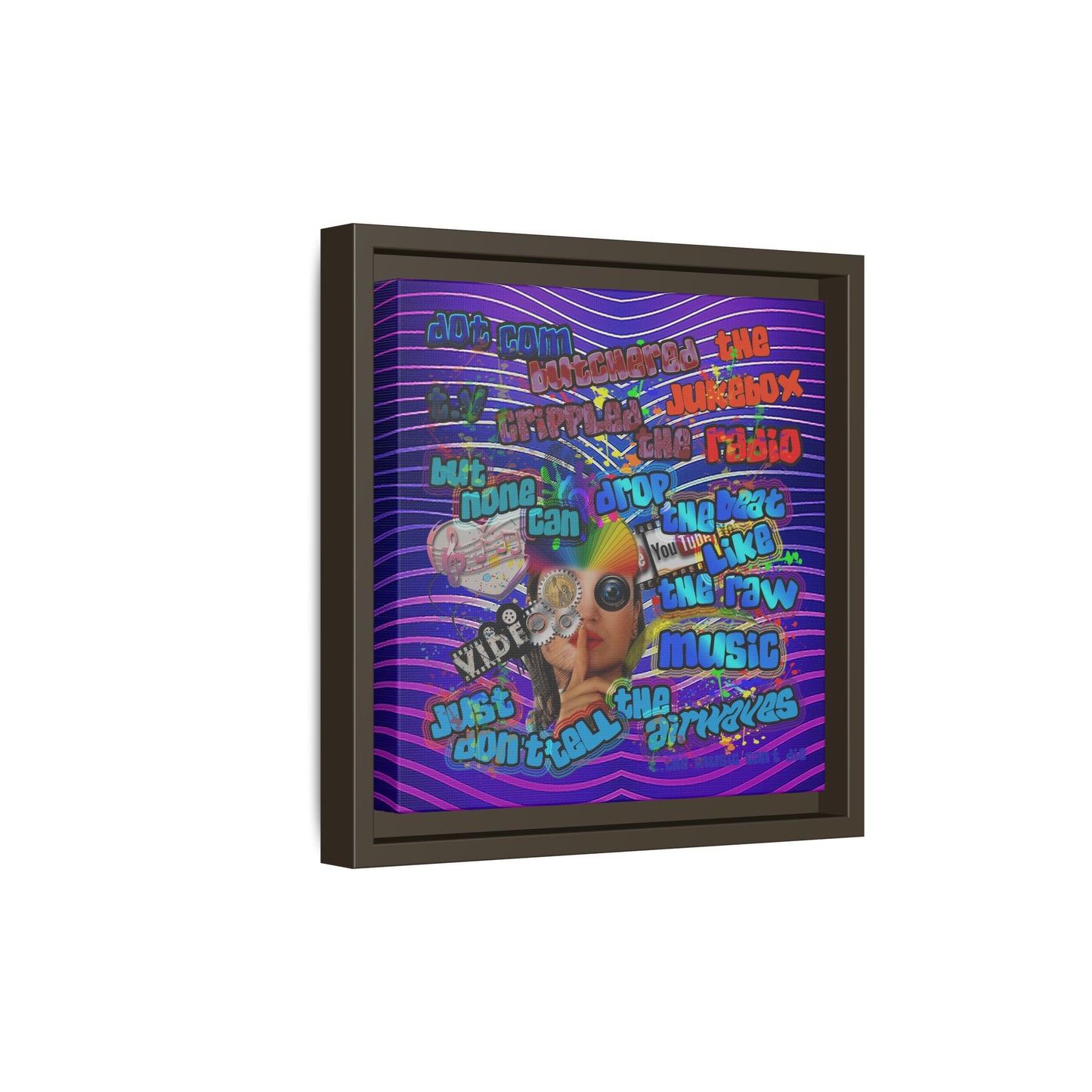 drop the beat - framed canvas art (purple wave)