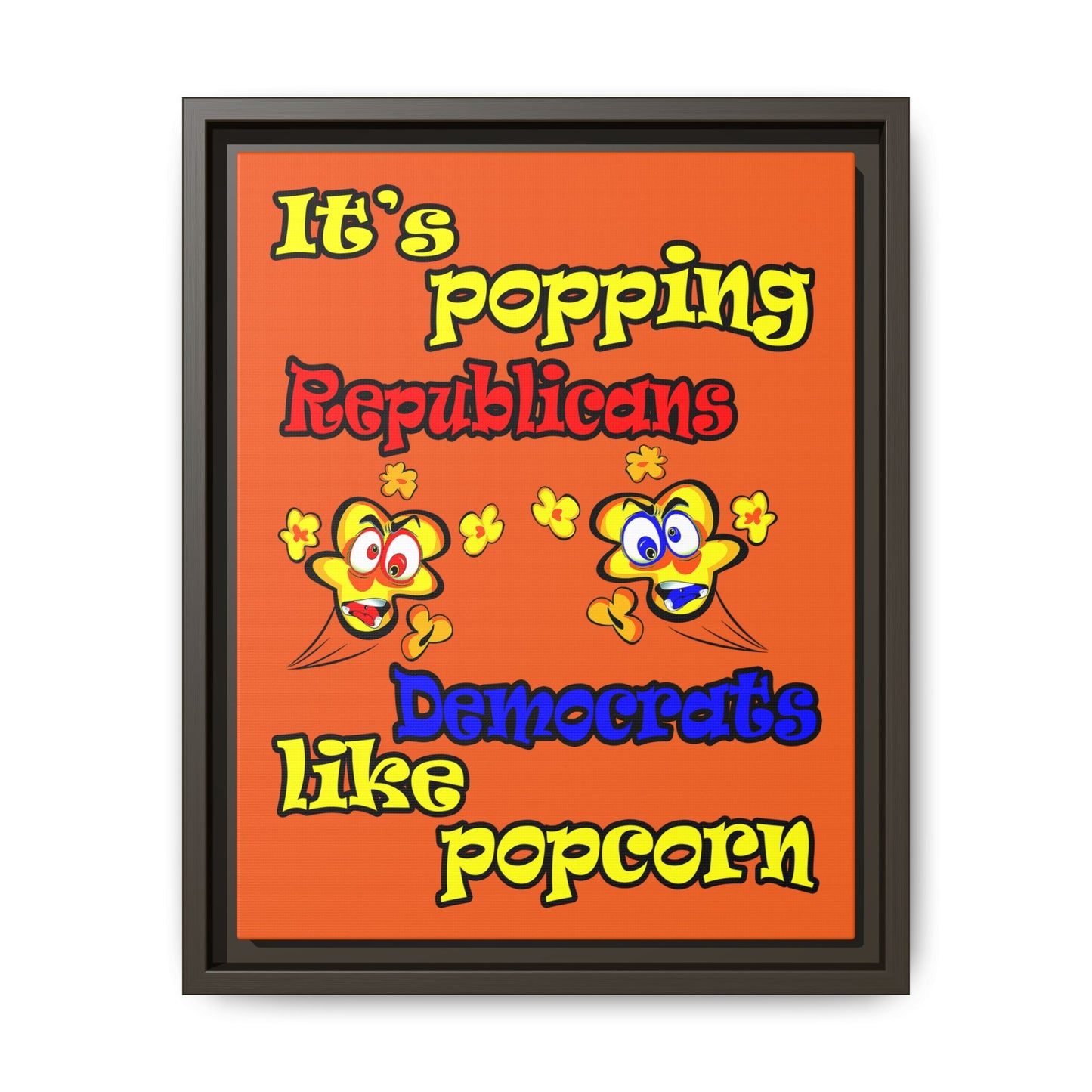 popping like popcorn - framed canvas art (orange)