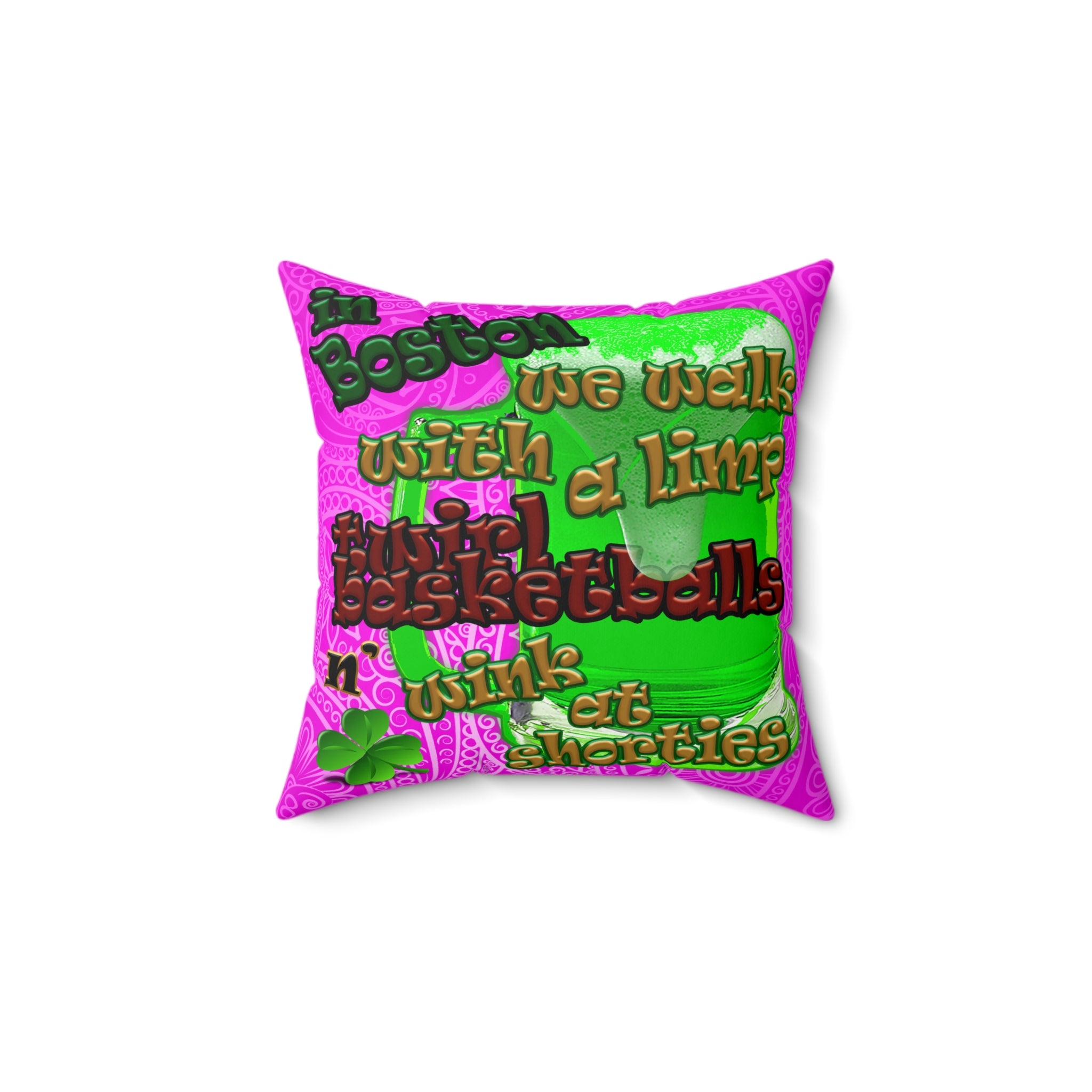 celtics logo - Faux Suede Square Pillow - (pink swirl)