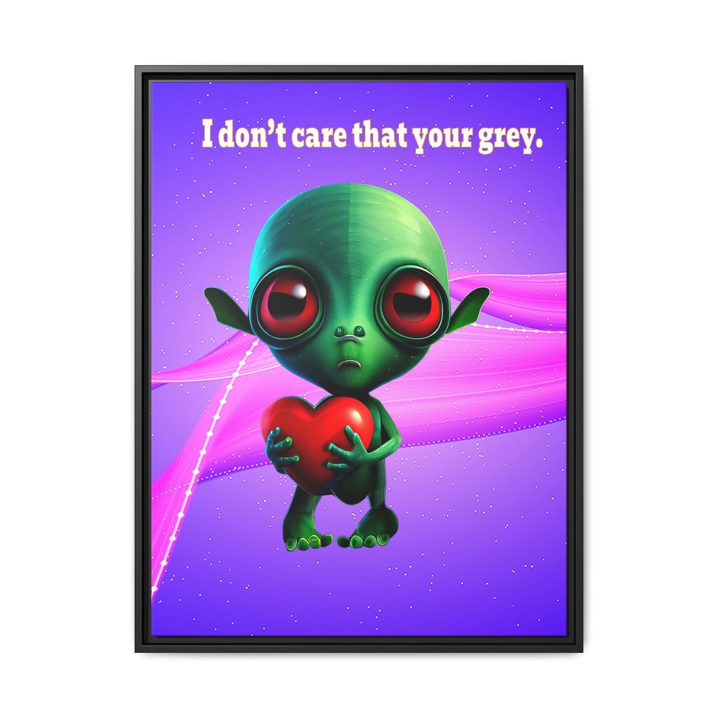 I don't care that your grey - framed canvas art (purple-pink wave)