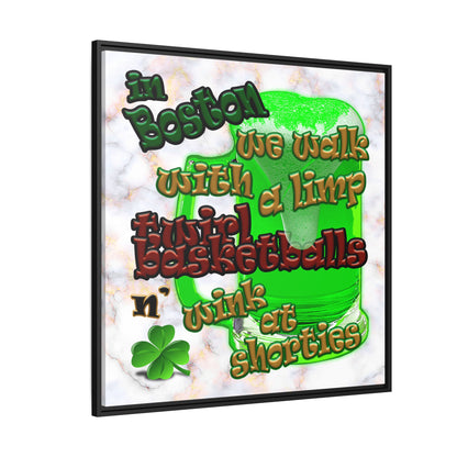 celtics logo - framed canvas art (white marble)