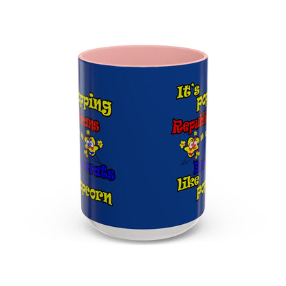 popping like popcorn - Accent Mug (dark blue)