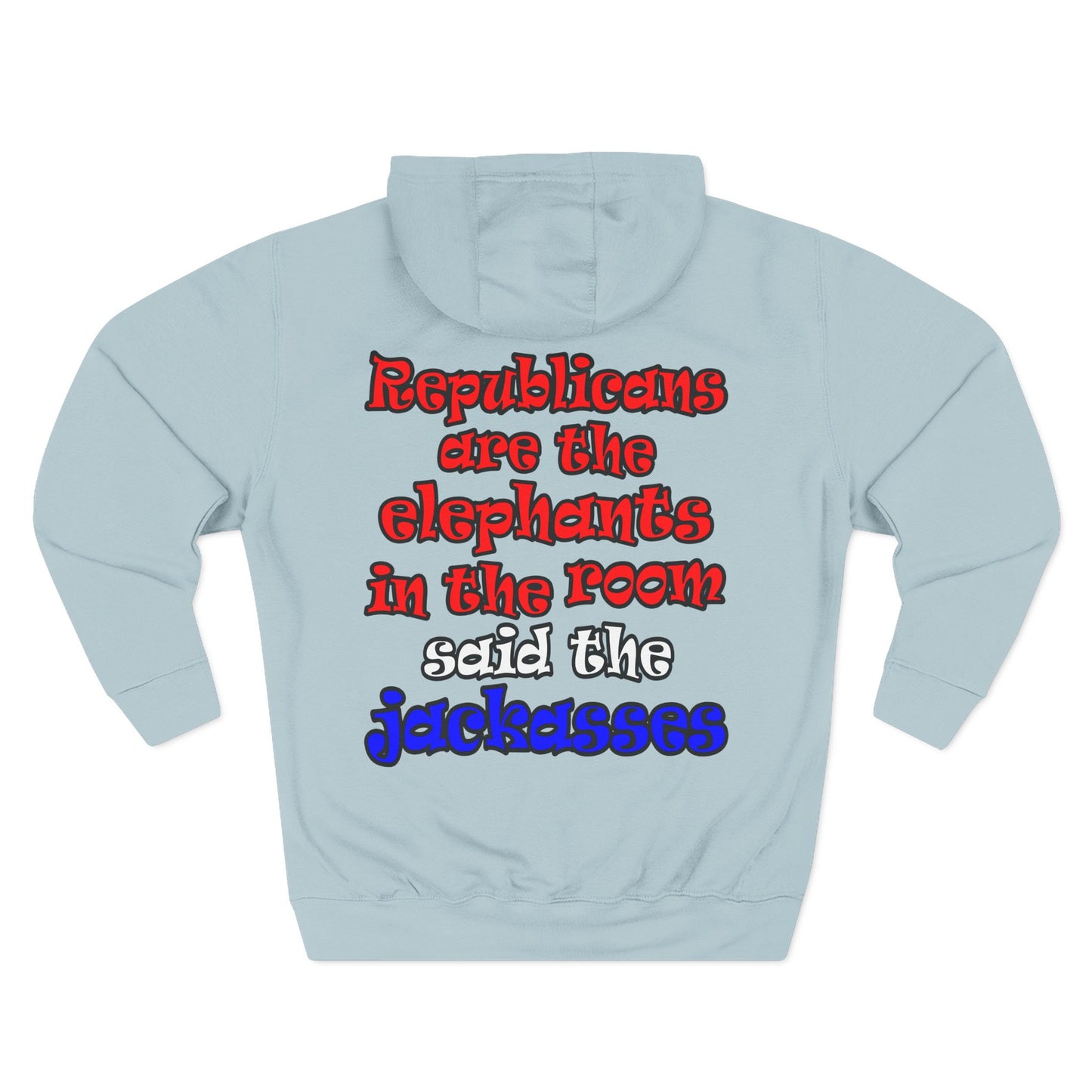 donkeys and elephants - Three-Panel Fleece Hoodie