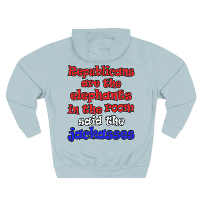 donkeys and elephants - Three-Panel Fleece Hoodie
