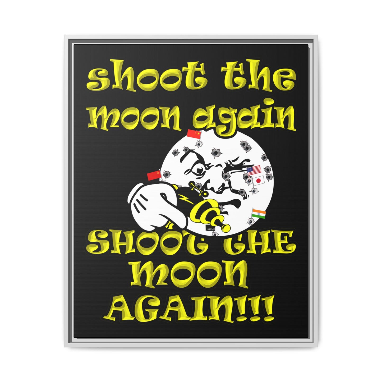 shoot the moon again - framed canvas art (black)
