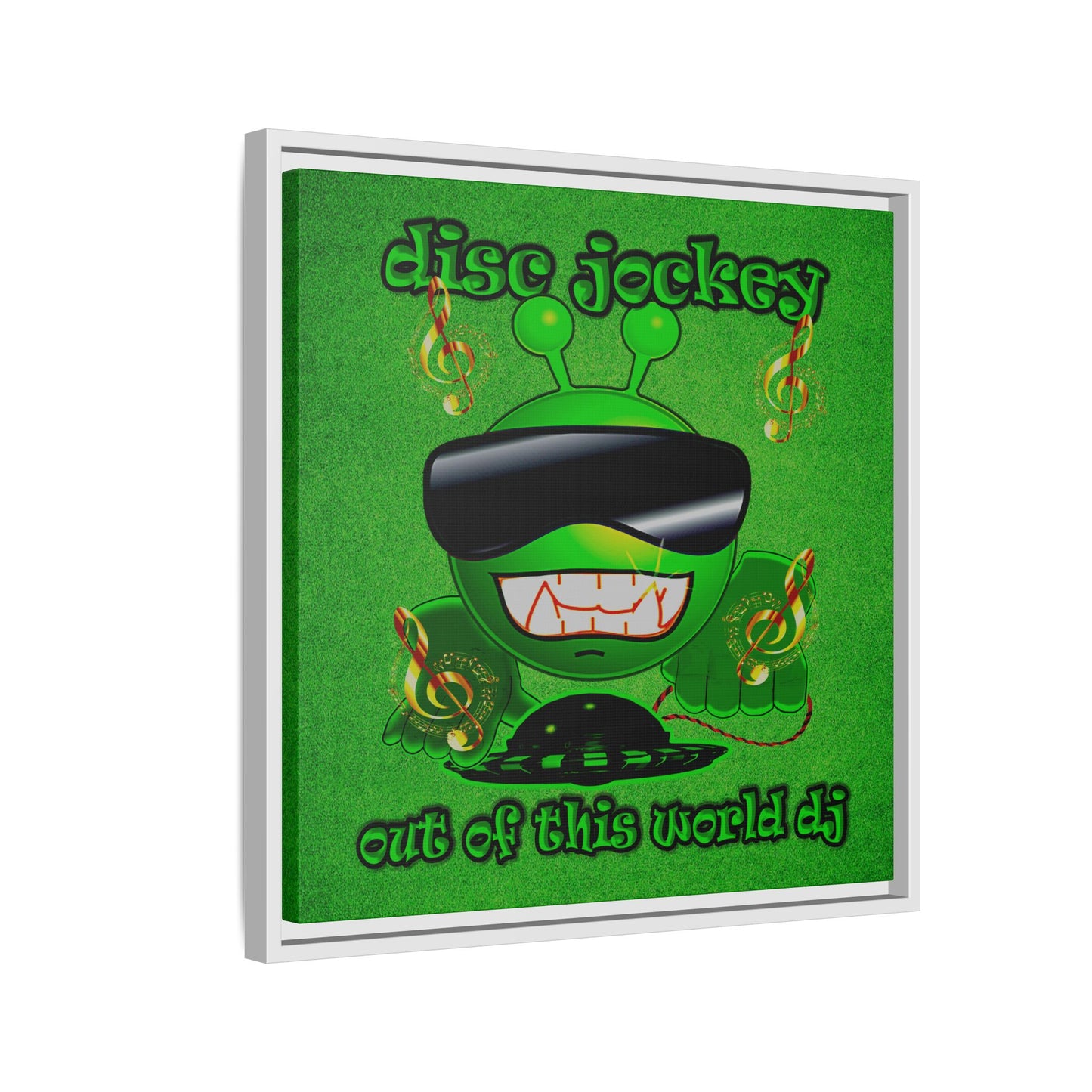 disc jockey - framed canvas art (green turf)
