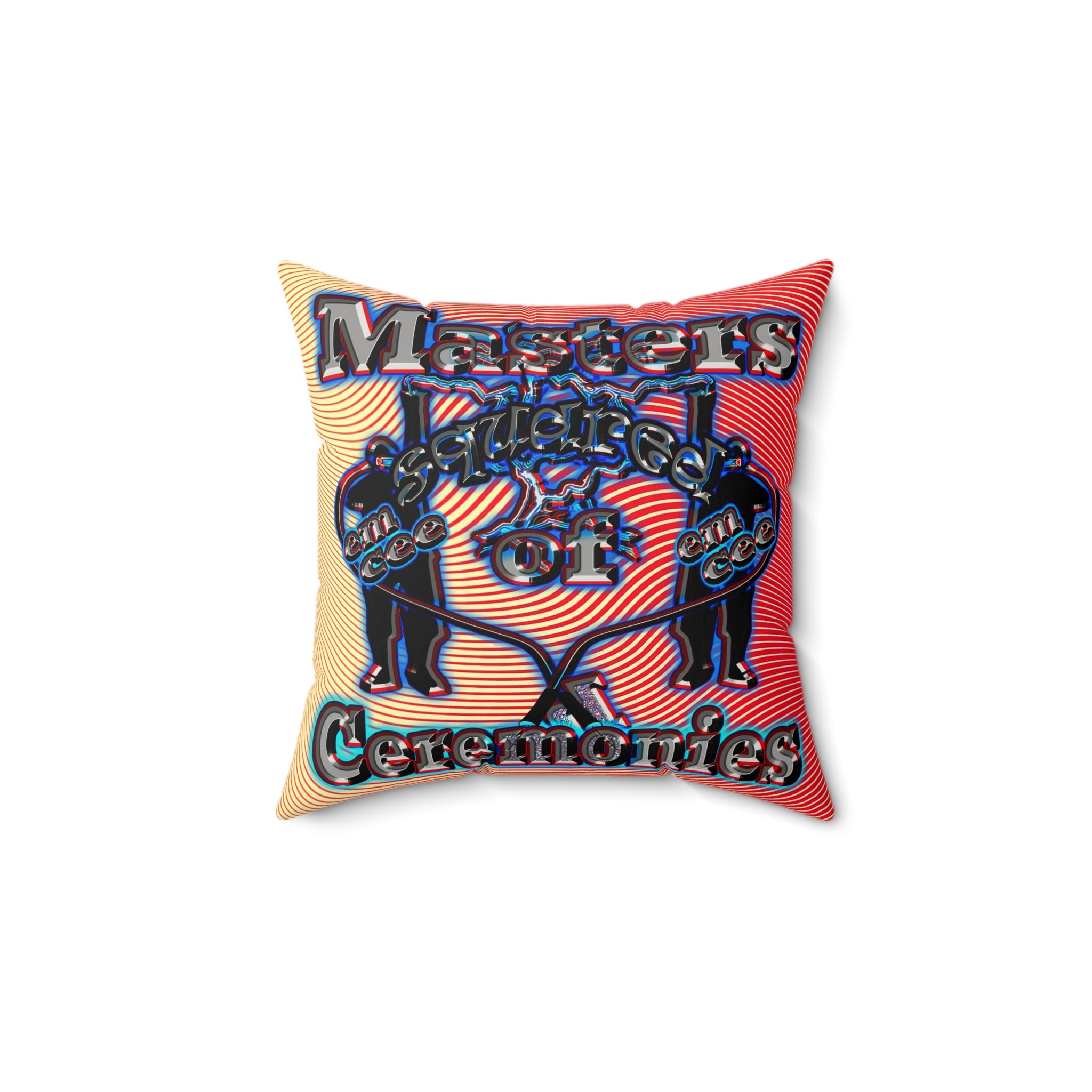 em cee squared - Faux Suede Square Pillow - (yellow-orange wave)