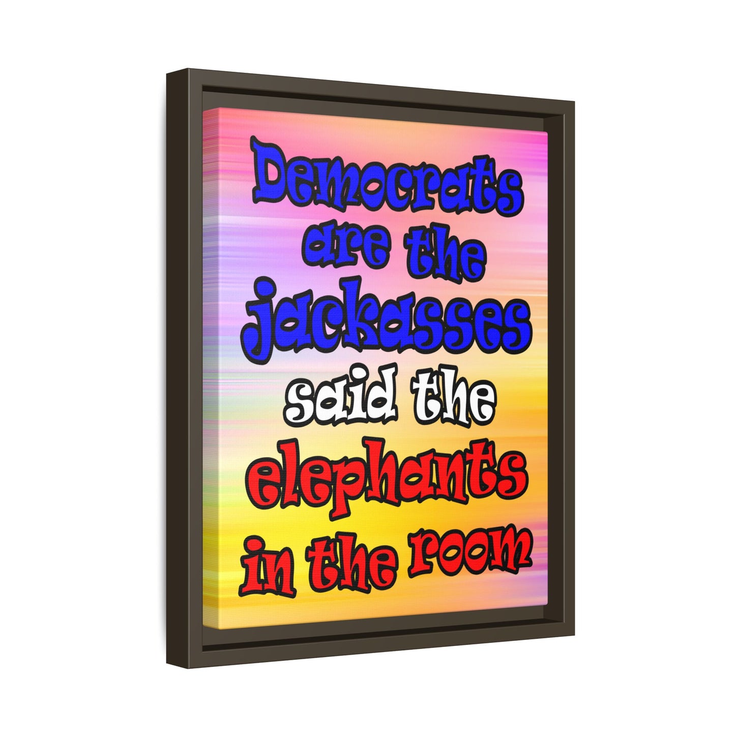 donkeys and elephants - framed canvas art (color blur)