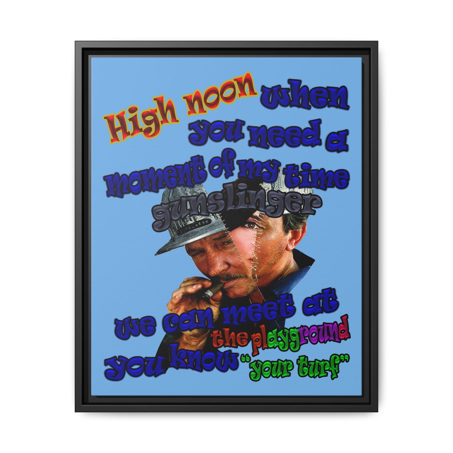 high noon - framed canvas art (light blue)