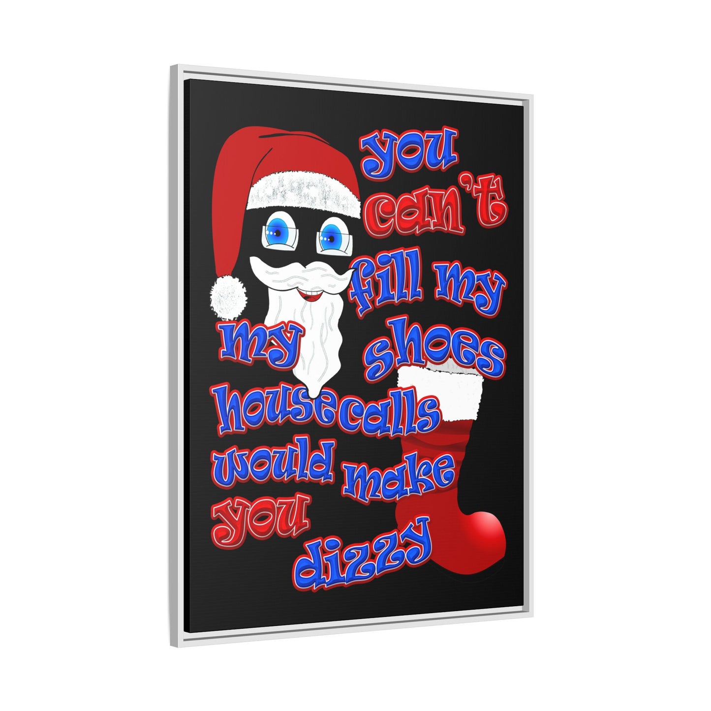 santa's shoes - framed canvas art (black)