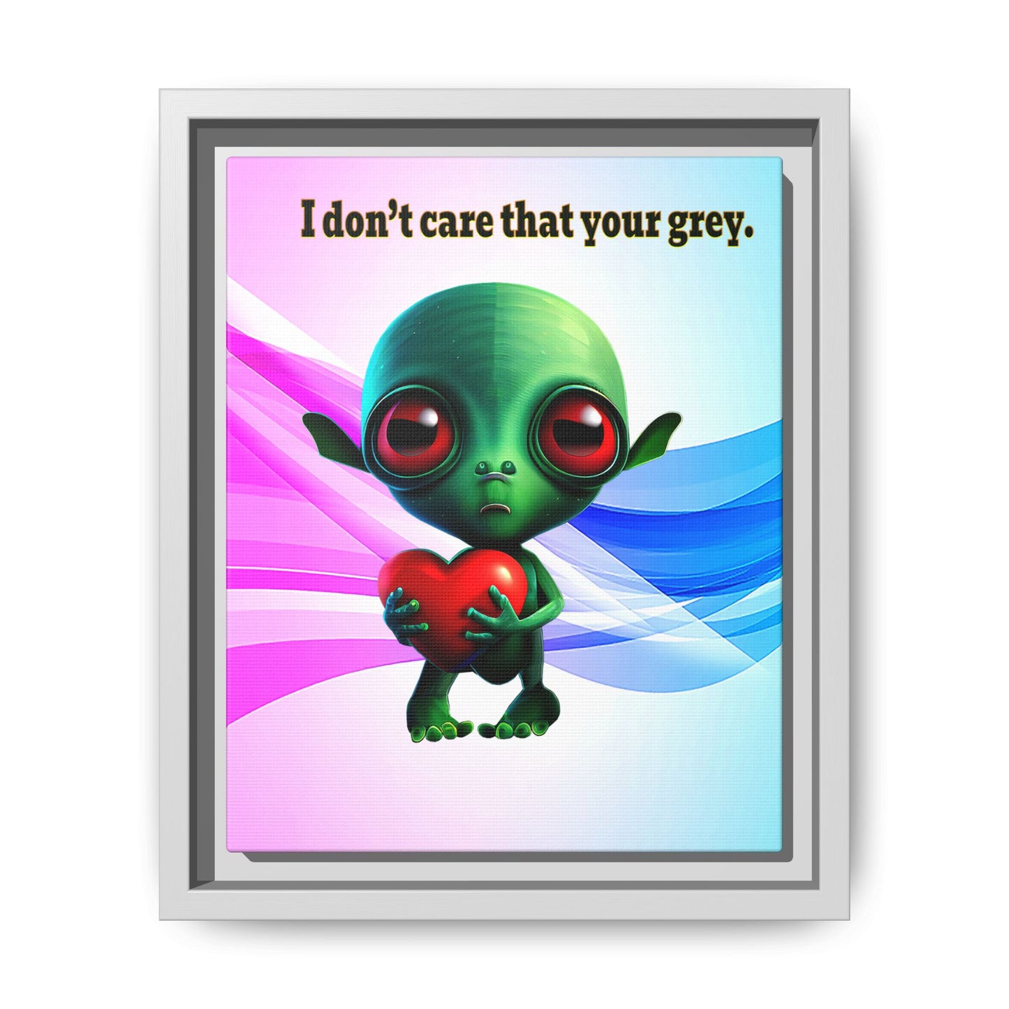 I don't care that your grey - framed canvas art (light blue-pink wave)