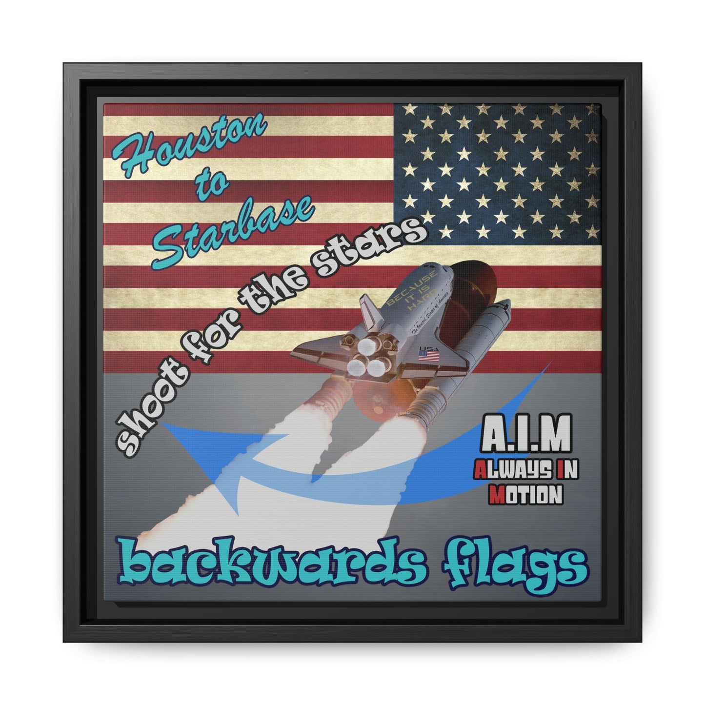 shoot for the stars - framed canvas art (grey-light grey)
