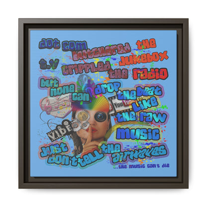 drop the beat - framed canvas art (light blue)