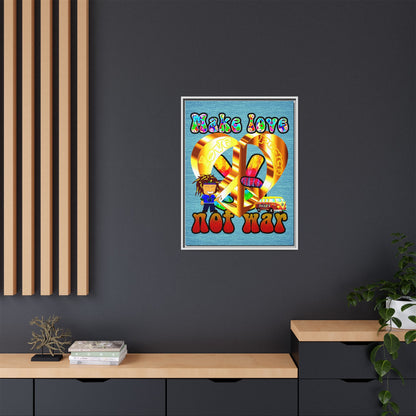 love peace - framed canvas art (faded blue)