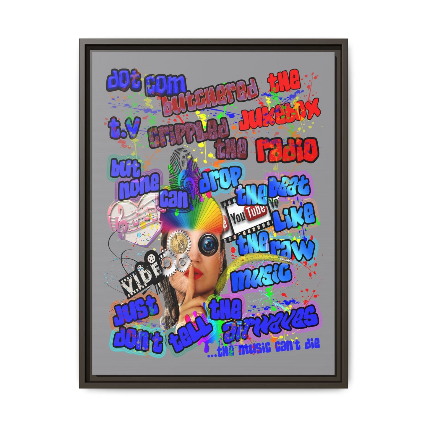 drop the beat - framed canvas art (grey)