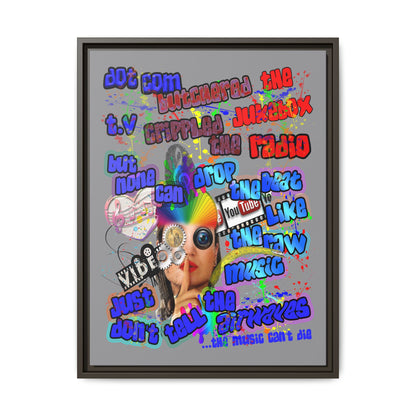 drop the beat - framed canvas art (grey)