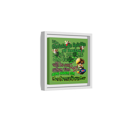 christmas spirits of boston - framed canvas art (green)
