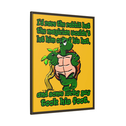 turtle race - framed canvas art (yellow)