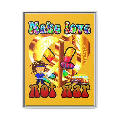 love peace - framed canvas art (yellow)
