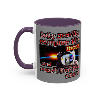 defy conquer reach - Accent Mug (grey)