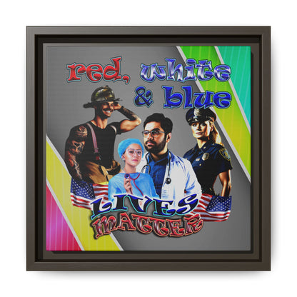 rw&b lives matter - framed canvas art (rainbow split)