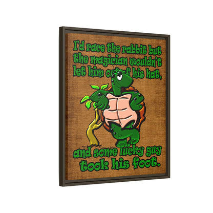 turtle race - framed canvas art (brown papyrus)