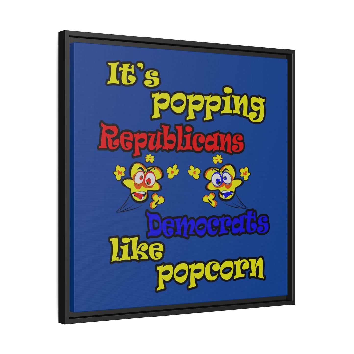 popping like popcorn - framed canvas art (dark blue)