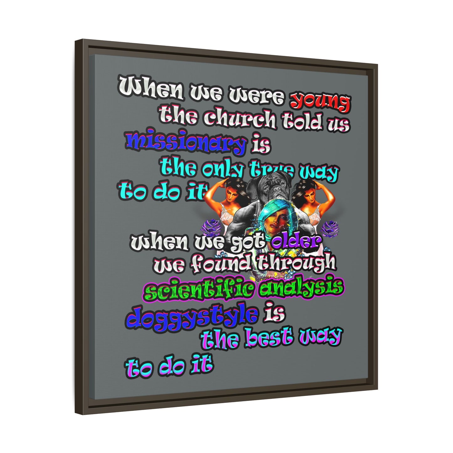 doggystyle - framed canvas art (dark grey)