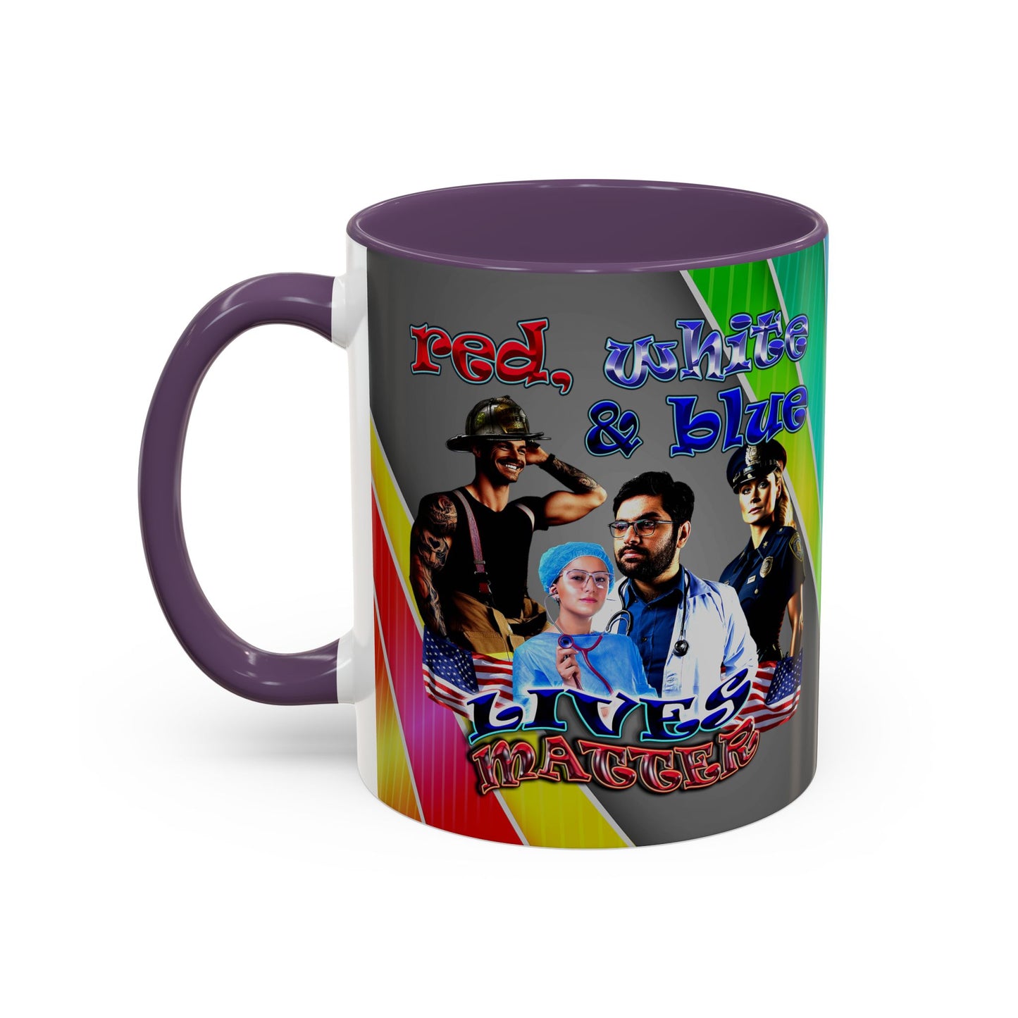 rw&b lives matter - Accent Mug (rainbow split)