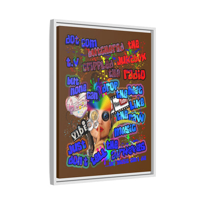 drop the beat - framed canvas art (brown)